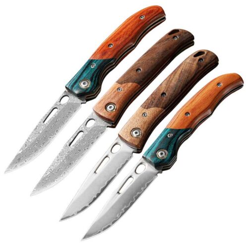 Damascus Three-Steel Folding Knife | Model BKS 046