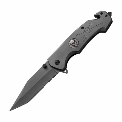 Full steel folding knife with a skull-shaped handle | Model BKS 026