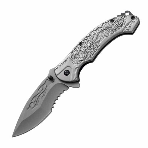 Engraved steel-handled folding knife | Model BKS 030