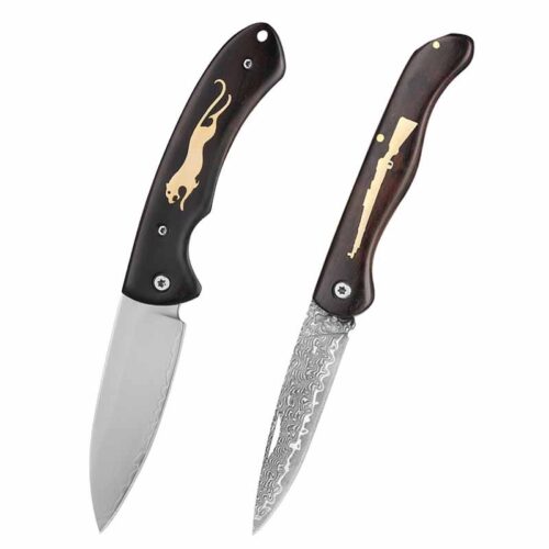 Damascus Three-Steel Folding Knife | Model BKS 034